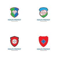proteção da saúde com modelo de vetor de design de logotipo de escudo