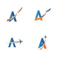 carta um vetor de modelo de design de logotipo de viagem aérea