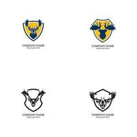 caçador de veados com design de logotipo em escudo vetor