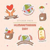 pacote de adesivos do dia humanitário vetor