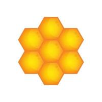 ícone de favo de mel, cera de abelha, símbolo de sinal hexagonal dourado em fundo branco vetor