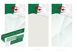 Projeto do bandeiras, panfletos, brochuras com bandeira do Argélia. vetor