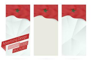Projeto do bandeiras, panfletos, brochuras com bandeira do Marrocos. vetor