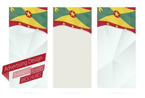 Projeto do bandeiras, panfletos, brochuras com bandeira do granada. vetor