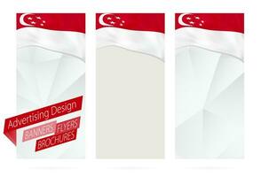 Projeto do bandeiras, panfletos, brochuras com bandeira do Cingapura. vetor
