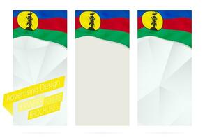 Projeto do bandeiras, panfletos, brochuras com bandeira do Novo Caledônia. vetor