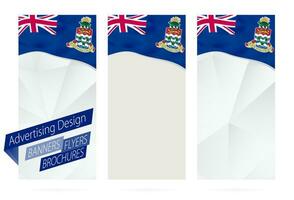Projeto do bandeiras, panfletos, brochuras com bandeira do caimão ilhas. vetor