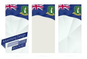 Projeto do bandeiras, panfletos, brochuras com bandeira do britânico virgem ilhas. vetor