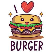 Eu amor hamburguer vetor