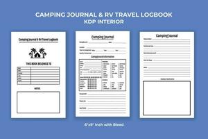 acampamento Diário e rv viagem diário de bordo kdp interior vetor