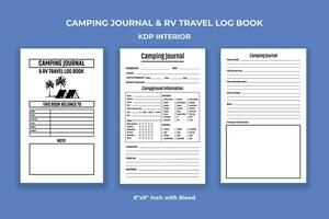 acampamento Diário e rv viagem registro livro kdp interior vetor