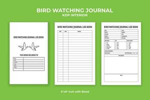 pássaro assistindo Diário registro livro kdp interior vetor