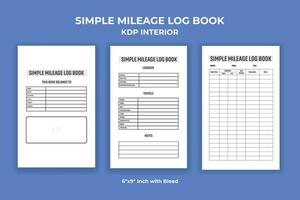 simples quilometragem registro livro kdp interior vetor