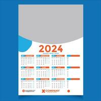 2024 calendário modelo, cheio fácil editável Arquivo vetor
