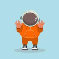 fofa legal astronauta vestindo capacete laranja suéter vetor ilustração