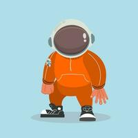 fofa legal astronauta vestindo capacete laranja suéter vetor ilustração