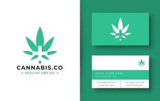 logotipo da cannabis verde com cartão de visita vetor