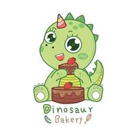 logotipo de unicórnio de dinossauro fofo para loja de padaria. vetor