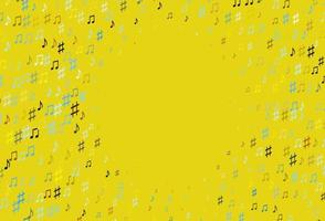 textura vector azul, amarelo claro com notas musicais.