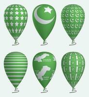 paquistanês bandeira, mapa e estrelas em balão vetor