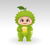 vetor durian fruta kawaii desenho animado personagem vetor engraçado durian fruta kawaii ilustração