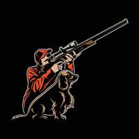 tiroteio homem silhueta vetor, retro logotipo, vintage, cachorro cabeça, minimalismo, cachorro arte, ao ar livre logotipo, cachorro ilustração, Caçando, Cocker spaniel, rifle vetor