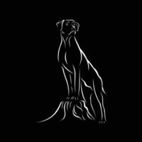vintage estilo cachorro vetor ilustração, de pé, árvore, linha arte, logotipo, ao ar livre