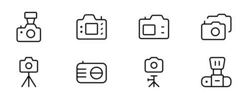 Câmera ícone definir. foto Câmera dentro plano estilo. esboço plano ícone para apps ícone vetor em branco fundo