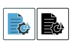 erro relatório ícone. documento com engrenagem e exclamação marca. ícone relacionado para aviso, notificação. adequado para aplicativo, do utilizador interfaces, imprimível etc. sólido ícone estilo. simples vetor Projeto editável