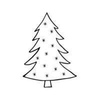 ícone de árvore de Natal, ilustração vetorial dos desenhos animados do estilo doodle. isolado em branco vetor