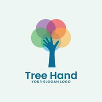 árvore logotipo ícone Projeto inspiração com mão vetor ilustração