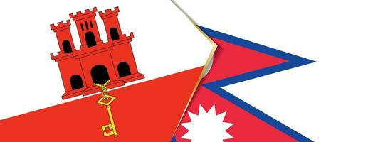 Gibraltar e Nepal bandeiras, dois vetor bandeiras.