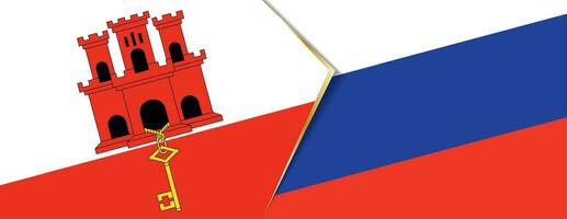 Gibraltar e Rússia bandeiras, dois vetor bandeiras.