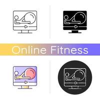 ícone de treino online de bola de fitness. vetor