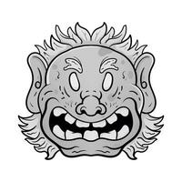 cultura cabeça monstro estátua barong ou tiki mascarar tropical placa a partir de polinésio. ilustração Projeto Boa para tatuagens, poster elemento ou impressão vetor