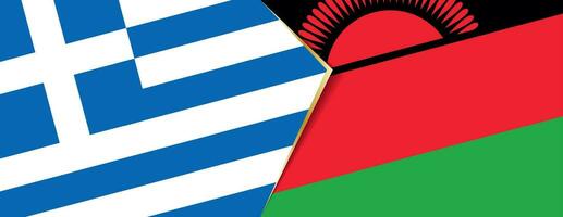 Grécia e malawi bandeiras, dois vetor bandeiras.