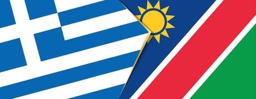 Grécia e Namíbia bandeiras, dois vetor bandeiras.
