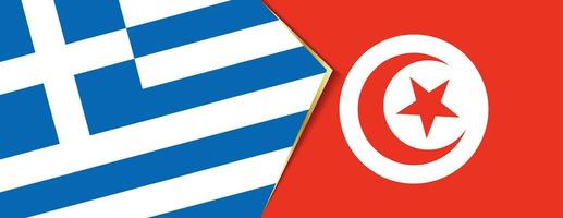 Grécia e Tunísia bandeiras, dois vetor bandeiras.