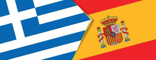 Grécia e Espanha bandeiras, dois vetor bandeiras.