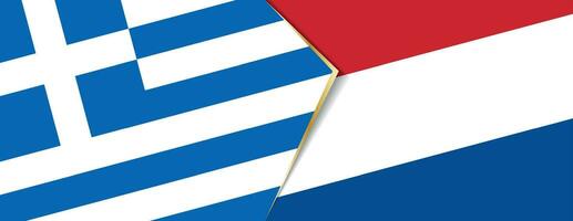 Grécia e Países Baixos bandeiras, dois vetor bandeiras.