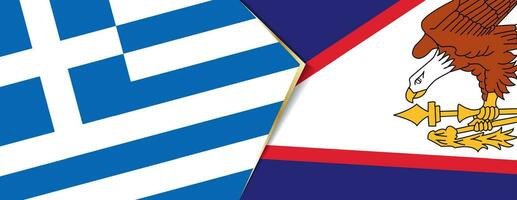 Grécia e americano samoa bandeiras, dois vetor bandeiras.