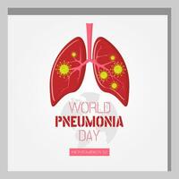 mundo pneumonia dia poster com vírus infectado pulmões vetor
