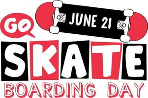 vai andar de skate no banner de 21 de junho em estilo cartoon vetor