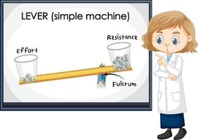 alavancas experimento científico com personagem de desenho animado de crianças cientistas vetor