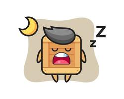 ilustração de personagem de caixa de madeira dormindo à noite vetor