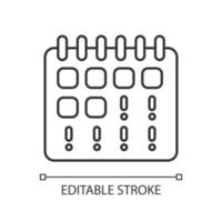 ícone linear perfeito de pixel de período perdido vetor