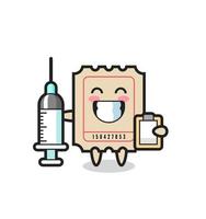 ilustração mascote do bilhete como médico vetor