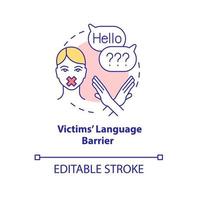 ícone do conceito de barreira de idioma das vítimas vetor
