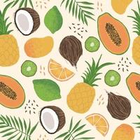 ilustração de padrão sem emenda de frutas tropicais de verão