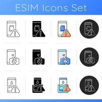 conjunto de ícones de problemas técnicos do telefone móvel vetor
